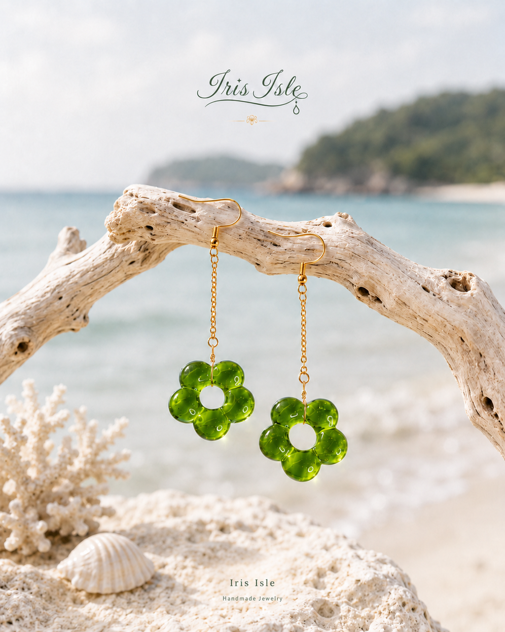 Sea Glass Flower Earrings