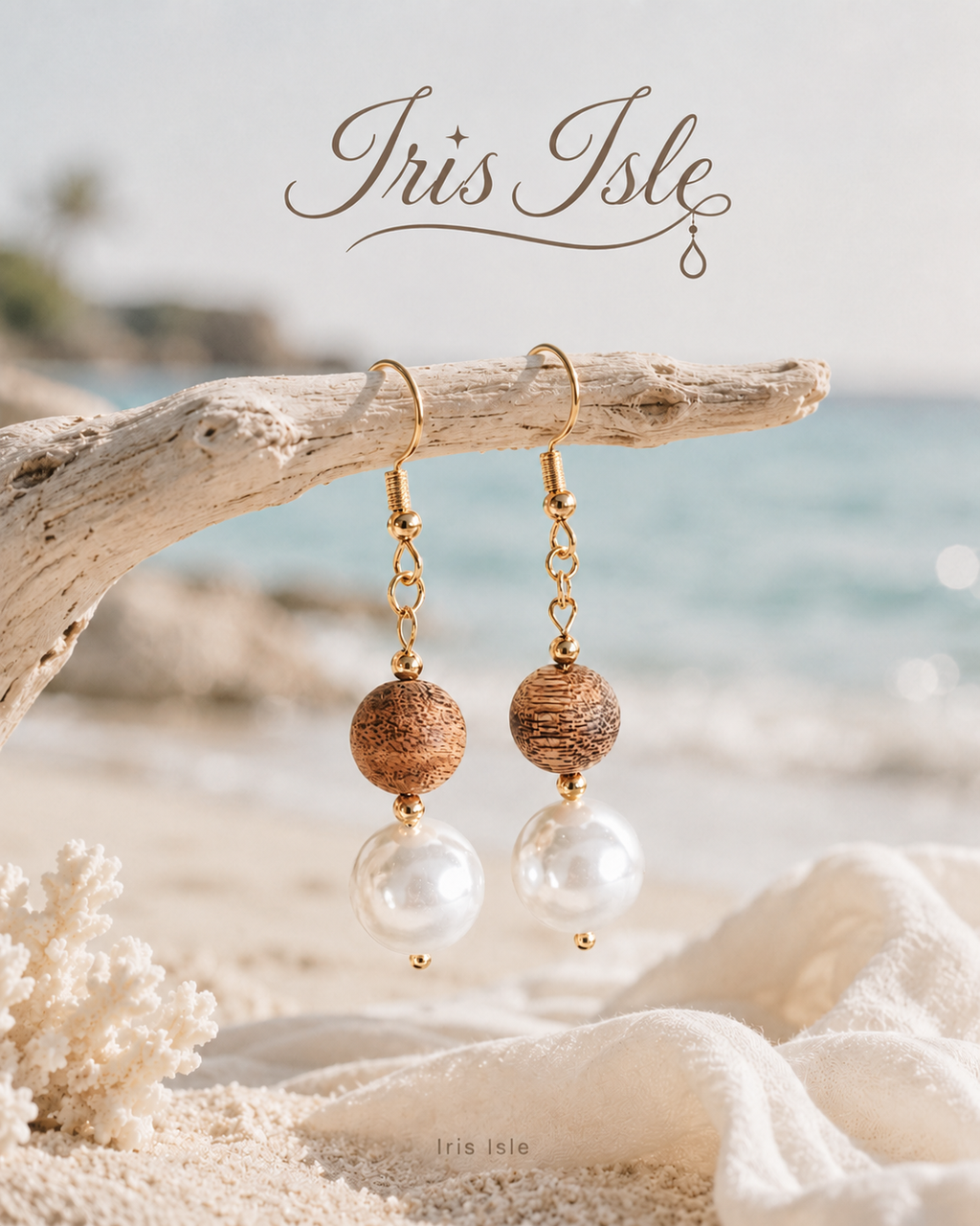 Sandalwood Pearl Drop Earrings