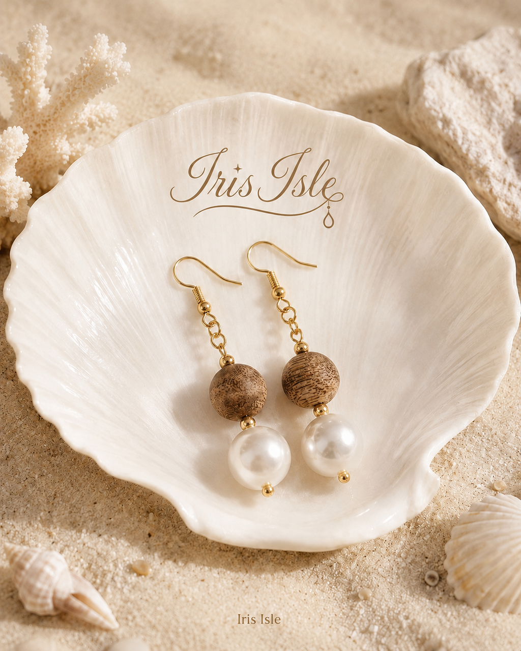 Sandalwood Pearl Drop Earrings