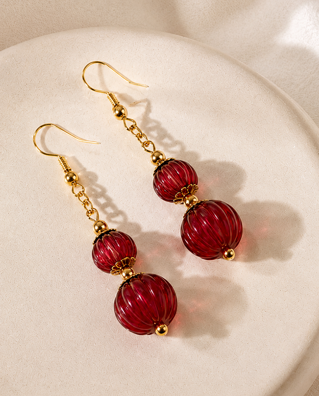 Ruby Lantern Drop Earrings