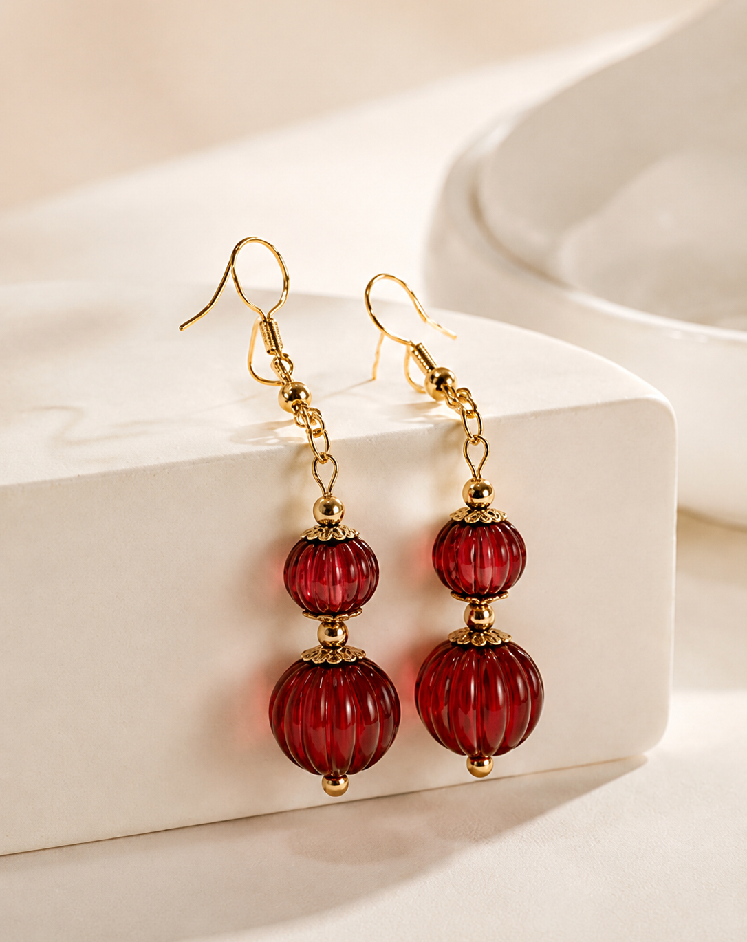 Ruby Lantern Drop Earrings
