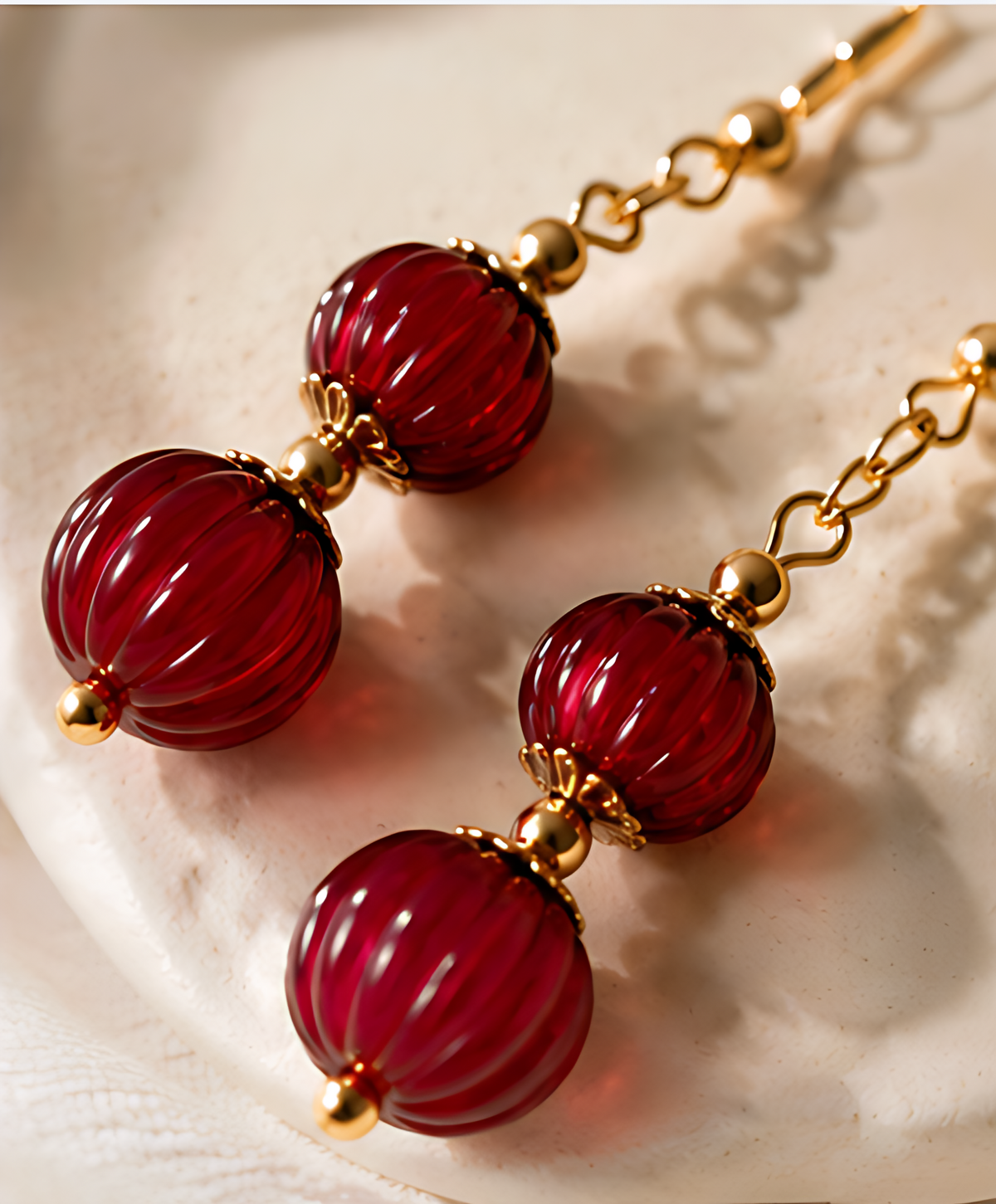 Ruby Lantern Drop Earrings
