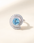 Azure Halo Ring with blue crystal center stone
