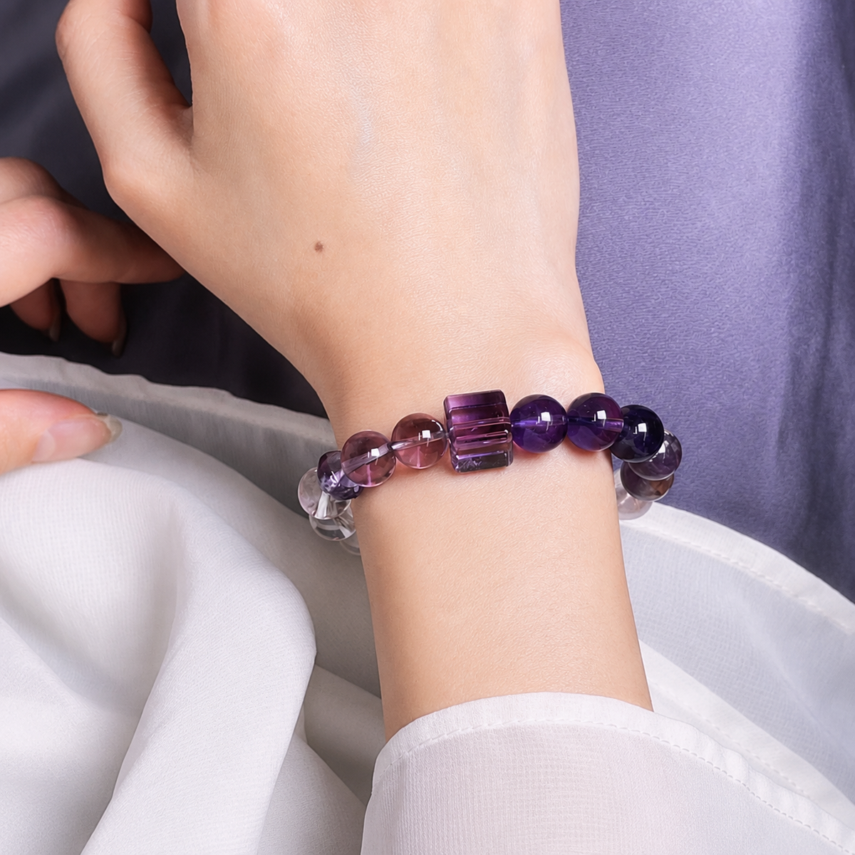 Violet Harmony Bracelet worn on wrist