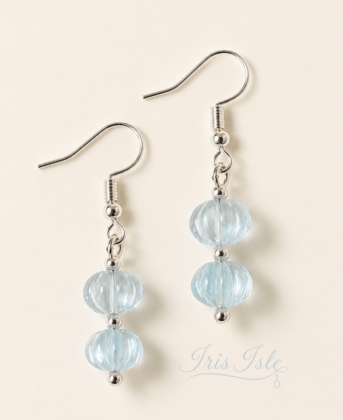 Sea Glass Lantern Earrings on a soft cream background